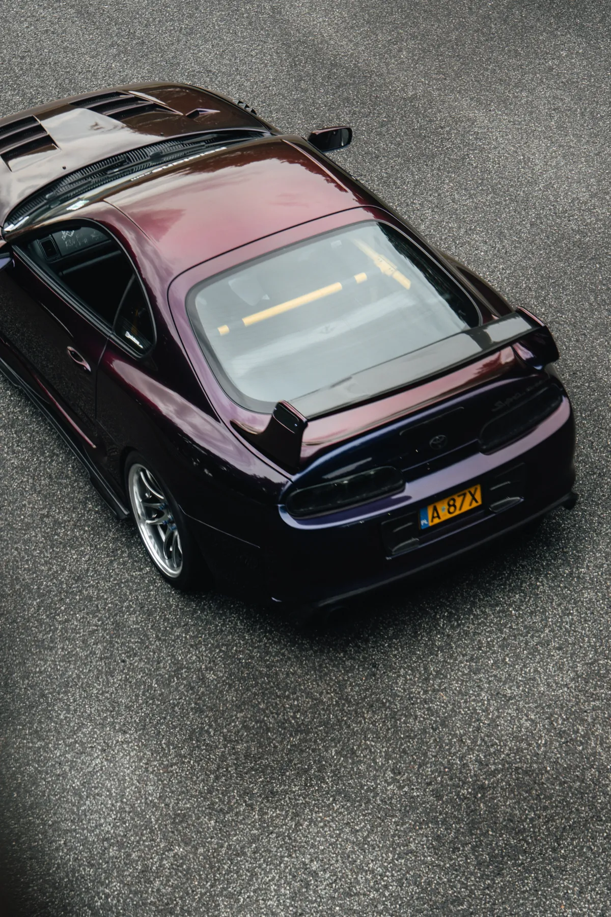 Overhead view of a performance car
